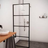 AQS Inloopdouche Frame 90x200 cm 8 mm NANO Glas Mat Zwart Raster Aqua Splash - thumbnail