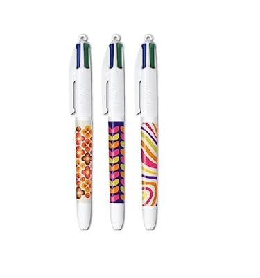 Bic Colours Décor Limited Edition 4-kleurenbalpen, medium, klassieke inktkleuren, diverse motieven