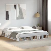 Bedframe massief hout wit 200x200 cm - thumbnail