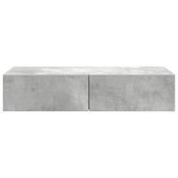 Wandschap met lades 80x33x17 cm bewerkt hout betongrijs - thumbnail