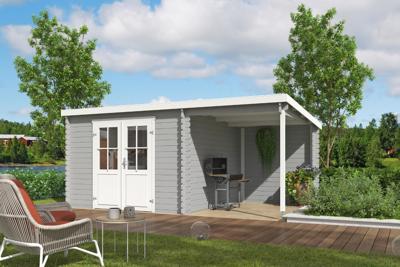 Outdoor Life Tampa Blokhut 481 x292 cm vuren blank- Lessenaarsdak- Onbehandeld vurenhout- Outdoor Life