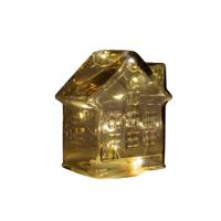 LED Huisje glas amber H14cm - thumbnail