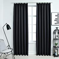 VidaXL Gordijnen verduisterend met haken 2 st 140x225 cm zwart - thumbnail
