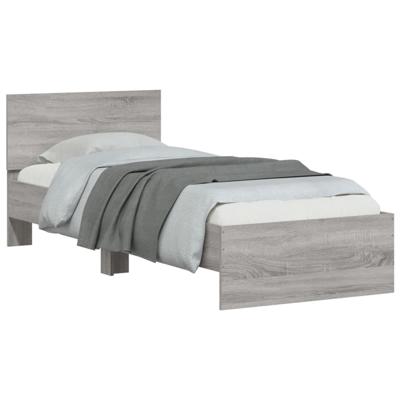 Bedframe met hoofdeinde en LED-licht grijs sonoma 180x200 cm