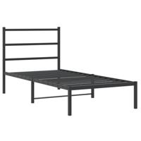 Bedframe met hoofdbord metaal zwart 90x200 cm - thumbnail
