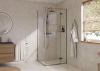 Saqu Grace douchecabine met draaideur rechts incl. antikalk 90x90x210cm geborsteld grijs - thumbnail