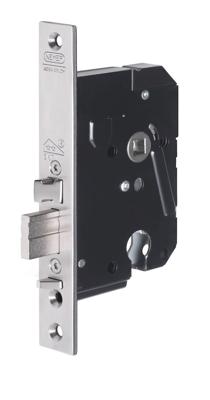 Nemef 4119/18 Veiligheidsdeurslot | zelfvergrendelend | SKG** | DM50mm | krukgat 8mm | voorplaat RVS 25x174mm afgerond zamac dagschoot | staal