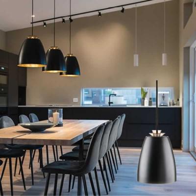 SG Hanglamp Bell mini zwart met goudkleurige binnenkant met LED lamp 5W 250 lumen