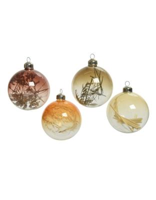 Kerstbal glas d8cm met droogtak - 1 stuk