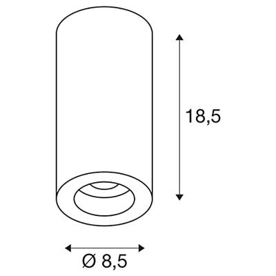 SLV OpbouwspotNuminos M cilinder zwart 4000K - 36gr - 1004235