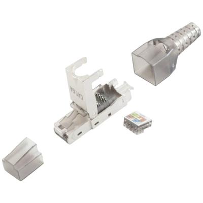 BKL Electronic RJ45-stekker, zonder gereedschap, STP, Cat 6A 10121201 Stekker, recht Aantal polen (sensoren) 8P8C Zilver 1 stuk(s)