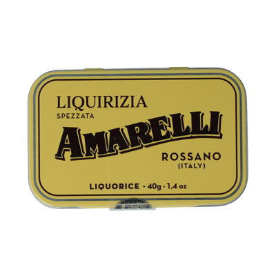 Amarelli Laurierdrop blikje brokken puur 40 Gram Amarelli Laurierdrop blikje brokken puur 40 Gram