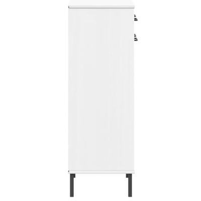 VidaXL Schoenenkast met metalen poten oslo massief grenenhout wit