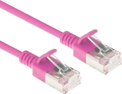 ACT DC7403 LSZH U/FTP CAT6A Datacenter Slimline Patchkabel Snagless | RJ45 Connectoren | Roze | 3 meter