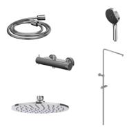 Regendoucheset IVY Bond Opbouw Thermostatisch 25 cm Medium Rond 3-Standen Handdouche Chroom - thumbnail