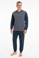 Gentlemen Warme heren pyjama badstof - Streep - Winter pyjama met boordjes - Copy - thumbnail