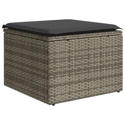 5-delige Loungeset met kussens poly rattan grijs - thumbnail