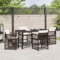 5-delige tuinset met kussens bruin poly rattan - thumbnail