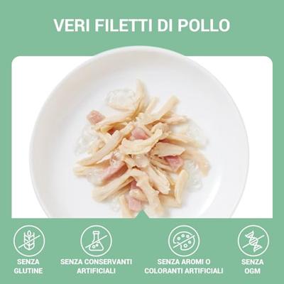 Schesir kip met ham (jelly) natvoer kat (zakjes) 4 dozen (48 x 70 g)