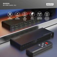 Digitus DS-55334 HDMI-switch 1 + 5 poorten LED-weergave, Met afstandsbediening, Ultra HD-geschikt, Met metalen behuizing, Individueel schakelbaar, Met - thumbnail