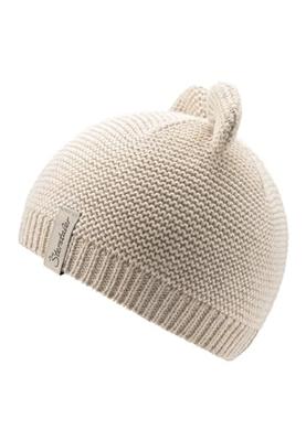 Gebreide muts met oren van biologisch katoen voor kinderen van STERNTALER zandbeige