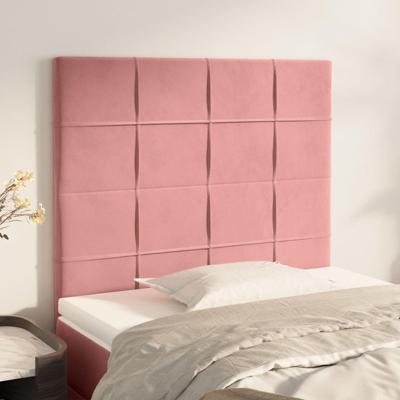 Hoofdborden 2 st 90x5x78/88 cm fluweel roze Hoofdborden 2 st 90x5x78/88 cm fluweel roze