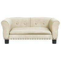 Hondenmand 70x45x30 cm fluweel crèmekleurig - thumbnail