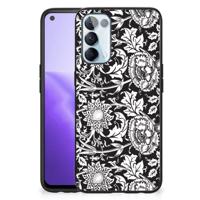 OPPO Reno5 5G | Find X3 Lite Bloemen Hoesje Black Flowers - thumbnail