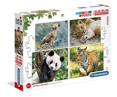 Clementoni legpuzzel Wildlife 4 puzzels 20/60/100/180 stukjes Clementoni legpuzzel Wildlife 4 puzzels 20/60/100/180 stukjes