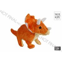 DinoWorld loopdino Triceratops jongens 13 cm pluche oranje - thumbnail