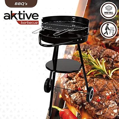 Kolenbarbecue met wielen Aktive Aluminium Geëmailleerd metaal Textil 42 x 76,5 x 42 cm Zwart