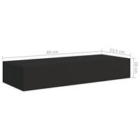Wandschap met lade 60x23,5x10 cm MDF zwart - thumbnail