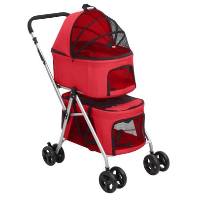 VidaXL Hondenwagen 2-laags inklapbaar 83x48x97 cm oxford stof rood