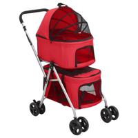 VidaXL Hondenwagen 2-laags inklapbaar 83x48x97 cm oxford stof rood - thumbnail
