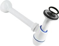 Plugbekersifon - muurbuis - rozet - rubber stop - Kunststof - 32mm - thumbnail