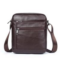 Mannen echt leder Cross Body zakken verticale schoudertas Business Bag (koffie) - thumbnail