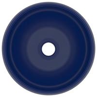 VidaXL Wastafel rond 40x15 cm keramiek mat donkerblauw - thumbnail