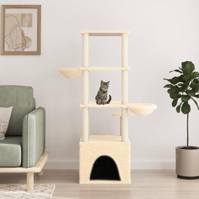 Kattenmeubel met sisal krabpalen 147 cm crmekleurig