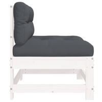 Middenbanken met kussens 2 st massief grenenhout wit - thumbnail
