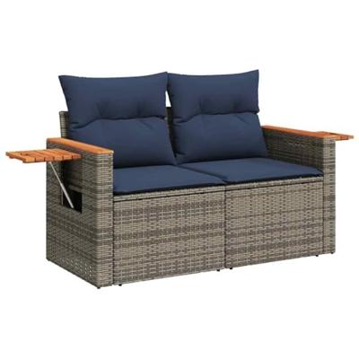 8-delige Loungeset met kussens poly rattan acacia bruin