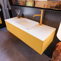 Badkamermeubelset Mondiaz Erin 120 cm met 1 Lade met RIDGE Wastafel Midden Talc met 1 kraangat Greeploos Mat Ocher - thumbnail