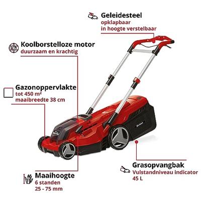 Einhell RASARRO Kit 4.0 Ah - Accu Grasmaaier | 38 cm | 450 m2 | Incl. 2 x 4.0 Ah accu + duolader - 3413180 3413180 - thumbnail