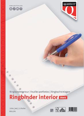 Ringbandinterieur A4 blanco 23-gaats 100 vel Quantore Ringbandinterieur A4 blanco 23-gaats 100 vel Quantore
