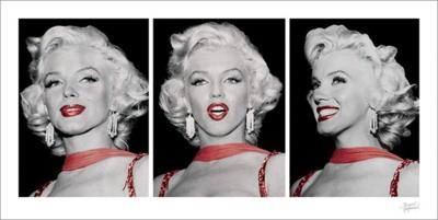 Kunstdruk Marilyn Monroe - Red Dress Triptych 100x50cm Kunstdruk Marilyn Monroe - Red Dress Triptych 100x50cm