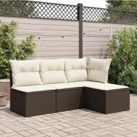 Tuinkruk met kussen 55x55x37 cm poly rattan bruin - thumbnail