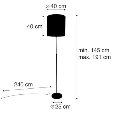 QAZQA Vloerlamp zwart kap zwart 40 cm verstelbaar - Parte