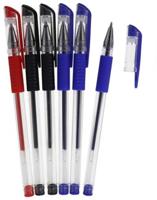 Gerimport gelpennen 15 cm blauw/zwart/rood 6 stuks - thumbnail