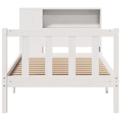 Bed met boekenkast zonder matras grenenhout wit 90x200 cm