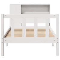 Bed met boekenkast zonder matras grenenhout wit 90x200 cm - thumbnail