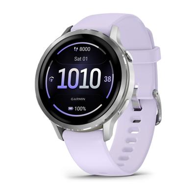 Garmin Venu 4, 41mm, Premium smartwatch met GPS, AMOLED-touchscreen, LED-zaklamp, Geavanceerde gezondheids- en fitnessfuncties, Tot 10 dagen batterijduur, Silver/Lila
